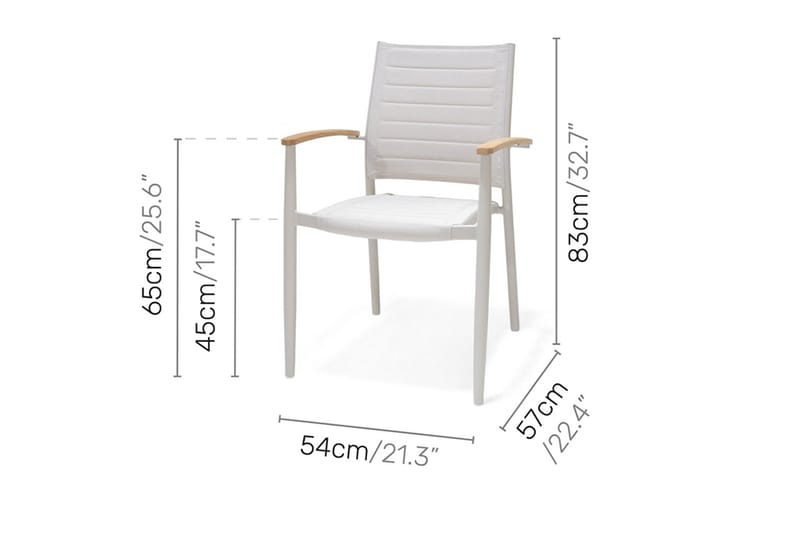Ruokailuryhmä Portals 209 cm + 6 nojatuolia - Valkoinen / Puu - Ruokailuryhmät ulos