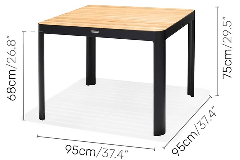 Ruokailuryhmä Portals 95 cm + 4 nojatuolia - Musta/Puu - Puutarhakalusteet - Ulkoryhm�ä - Ruokailuryhmät ulos