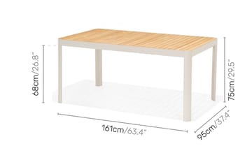 Ruokailuryhmä Portals 209 cm + 8 nojatuolia - Valkoinen / Puu - Puutarhakalusteet - Ulkoryhmä - Ruokailuryhmät ulos