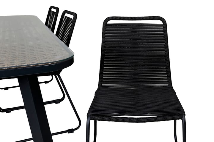 Ruokailuryhmä Paola 200 cm 6 Lindos tuolia Musta - Venture Home - Ruokailuryhmät ulos