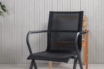 Ruokailuryhmä Parma Pyöreä 140 cm 4 Alina tuolia - Musta/Harmaa - Puutarhakalusteet - Ulkoryhmä - Ruokailuryhmät ulos
