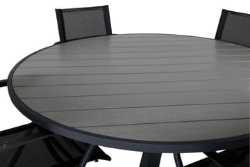 Ruokailuryhmä Parma Pyöreä 140 cm 4 Alina tuolia - Musta/Harmaa - Puutarhakalusteet - Ulkoryhmä - Ruokailuryhmät ulos