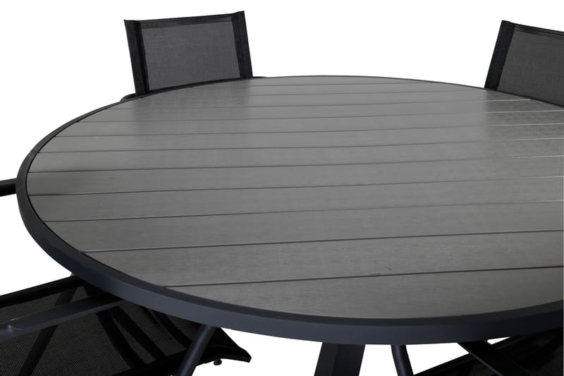Ruokailuryhmä Parma Pyöreä 140 cm 4 Alina tuolia - Musta/Harmaa - Puutarhakalusteet - Ulkoryhmä - Ruokailuryhmät ulos