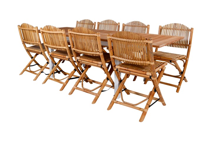 Ruokailuryhmä Panama Jatk 152 cm 8 Cane tuolia Musta/Luonn - Venture Home - Ruokailuryhmät ulos