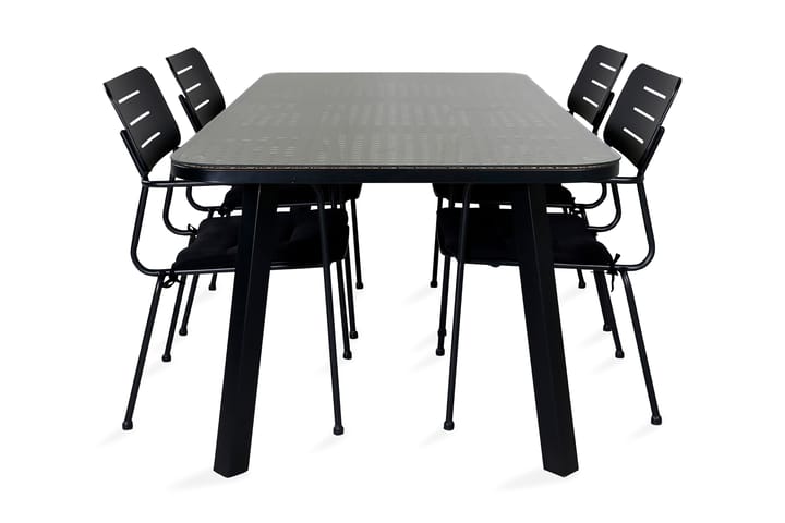 Ruokailuryhmä Paola 200 cm 4 Nicke tuolia Musta/Luonnonväri - Venture Home - Ruokailuryhmät ulos