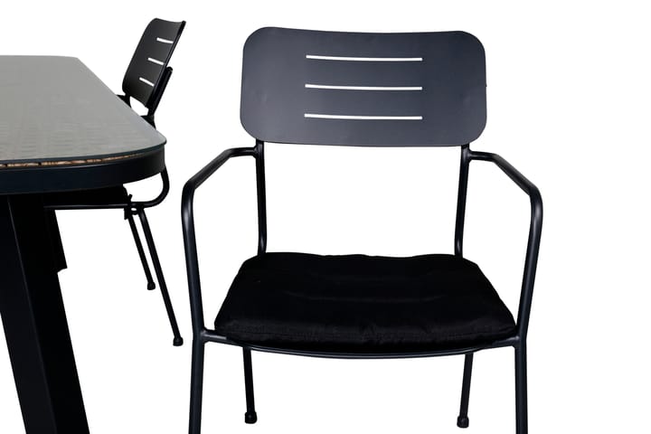 Ruokailuryhmä Paola 200 cm 4 Nicke tuolia Musta/Luonnonväri - Venture Home - Ruokailuryhmät ulos