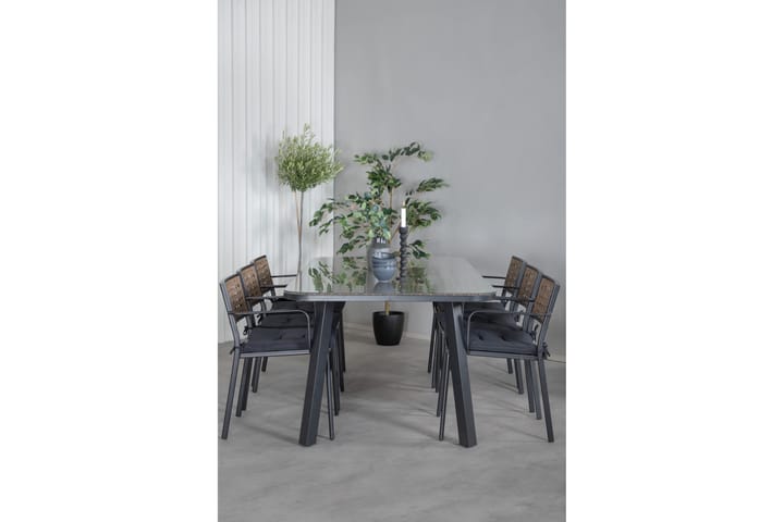 Ruokailuryhmä Paola 200 cm 6 tuolia Ruskea/Valkoinen - Venture Home - Ruokailuryhmät ulos