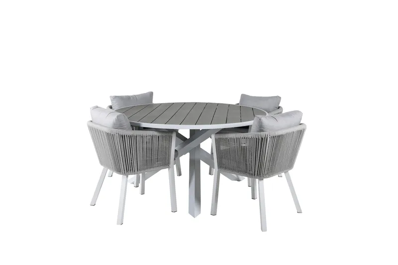 Ruokailuryhmä Parma Pyöreä 140 cm 4 Virya tuolia, Ruskea/Valkoinen