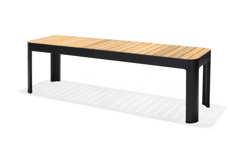 Ruokailuryhmä Portals 161 cm + 2 penkkiä - Musta/Puu - Puutarhakalusteet - Ulkoryhmä - Ruokailuryhmät ulos