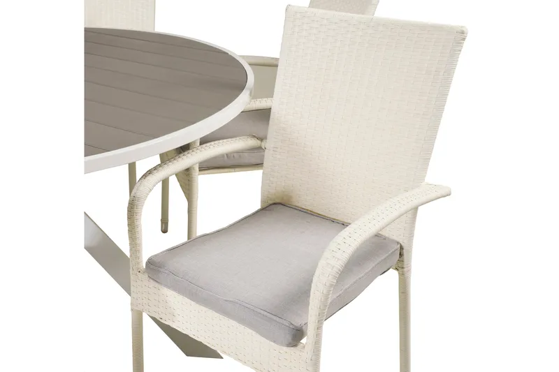 Ruokailuryhmä Parma Pyöreä 140 cm 4 Anna tuolia - Valkoinen - Puutarhakalusteet - Ulkoryhmä - Ruokailuryhmät ulos