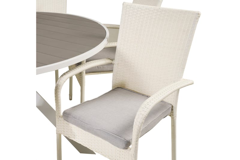 Ruokailuryhmä Parma Pyöreä 140 cm 4 Anna tuolia - Valkoinen - Puutarhakalusteet - Ulkoryhmä - Ruokailuryhmät ulos