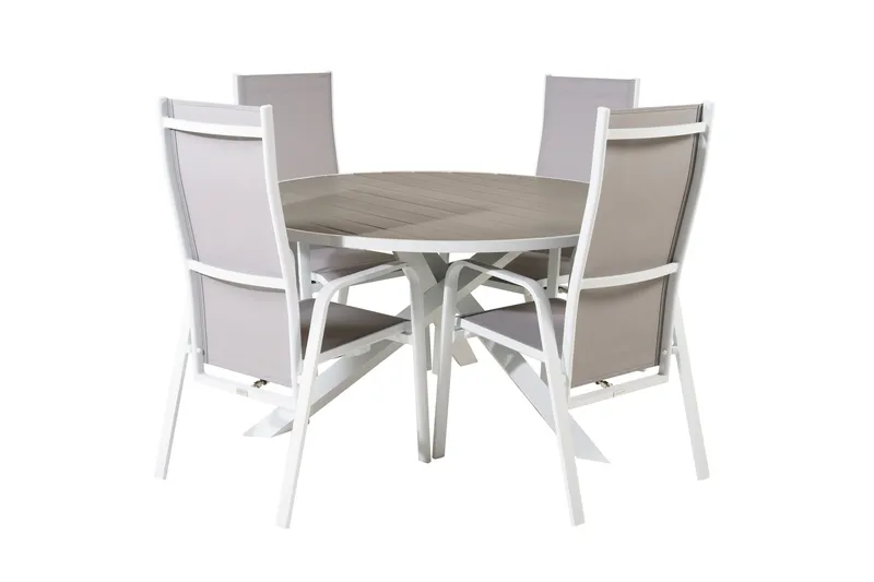 Ruokailuryhmä Parma Pyöreä 140 cm 4 Copacabana tuolia, Musta/Harmaa