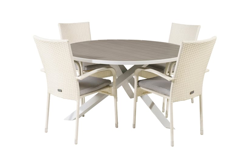 Ruokailuryhmä Parma Pyöreä 140 cm 4 Anna tuolia, Valkoinen