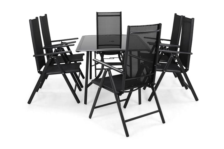 Ruokailuryhmä Primavera 150x90 cm 6 tuolia - Musta - Ruokailuryhmät ulos