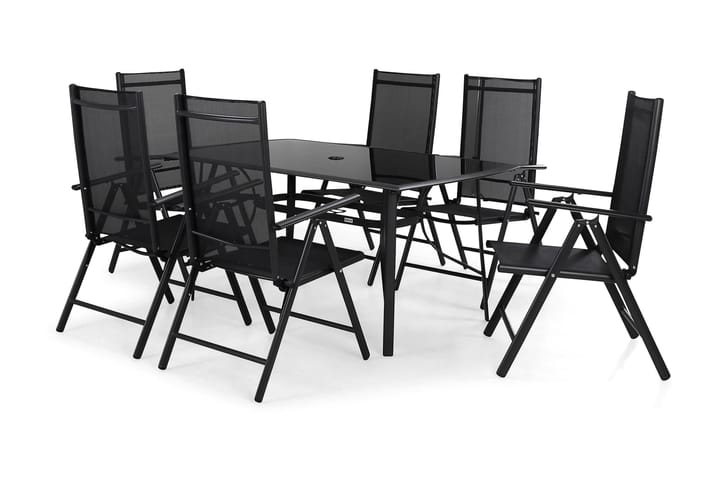 Ruokailuryhmä Primavera 150x90 cm 6 tuolia - Musta - Ruokailuryhmät ulos
