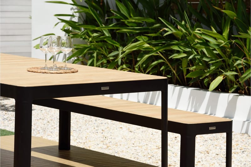 Ruokailuryhmä Portails 209 cm + Penkki - Musta/Puu - Puutarhakalusteet - Ulkoryhmä - Ruokailuryhmät ulos