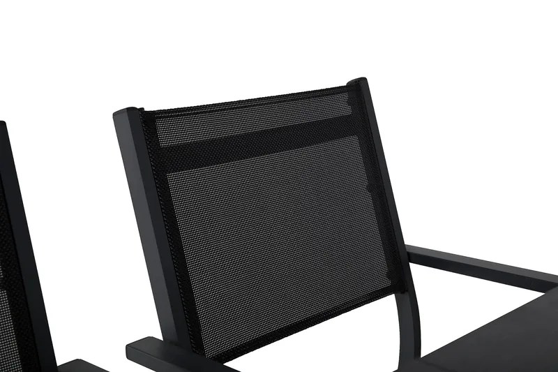 Ruokailuryhmä Portland 152-210x90 + 6 Sierra tuolia - Musta - Puutarhakalusteet - Ulkoryhmä - Ruokailuryhmät ulos