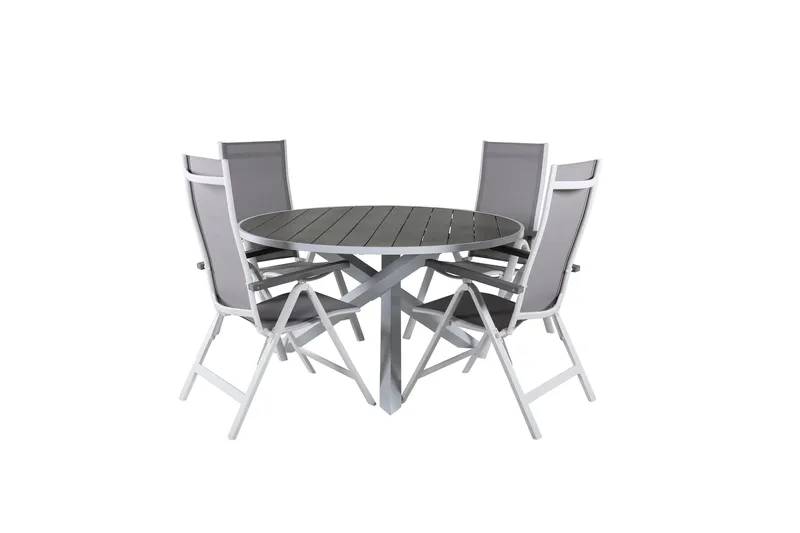 Ruokailuryhmä Parma Pyöreä 140 cm 4 Albany tuolia, Ruskea/Valkoinen