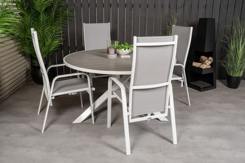 Ruokailuryhmä Parma Pyöreä 140 cm 4 Copacabana tuolia - Musta/Harmaa - Puutarhakalusteet - Ulkoryhmä - Ruokailuryhmät ulos