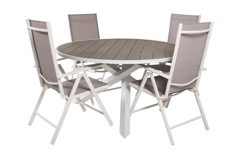 Ruokailuryhmä Parma Pyöreä 140 cm 4 Break tuolia, Valkoinen/Harmaa