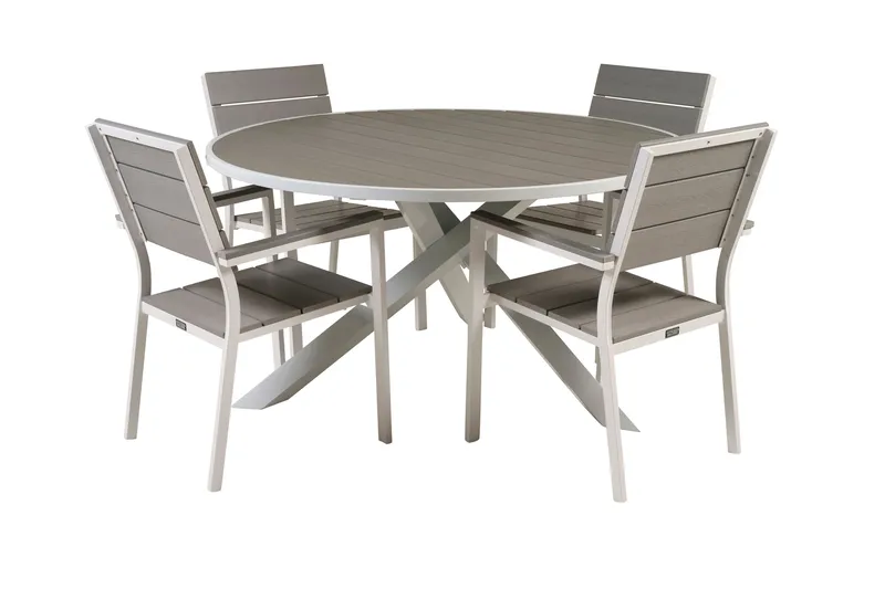 Ruokailuryhmä Parma Pyöreä 140 cm 4 Levels tuolia, Valkoinen