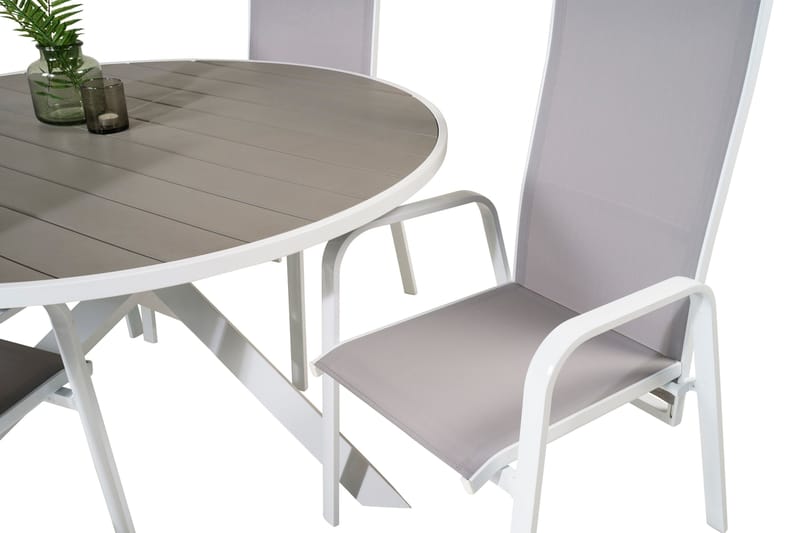 Ruokailuryhmä Parma Pyöreä 140 cm 4 Copacabana tuolia - Musta/Harmaa - Puutarhakalusteet - Ulkoryhmä - Ruokailuryhmät ulos