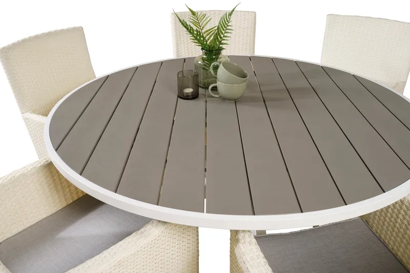 Ruokailuryhmä Parma Pyöreä 140 cm 6 Malin tuolia - Musta/Harmaa - Puutarhakalusteet - Ulkoryhmä - Ruokailuryhmät ulos