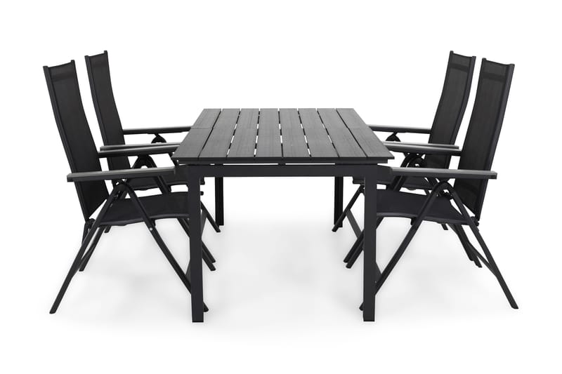 Ruokailuryhmä Portland 152-210x90 + 4 Monaco Light tuolia, Musta/Harmaa