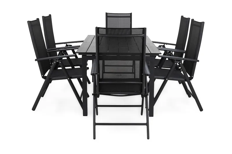 Ruokailuryhmä Portland 152-210x90 + 6 Maggie tuolia, Musta