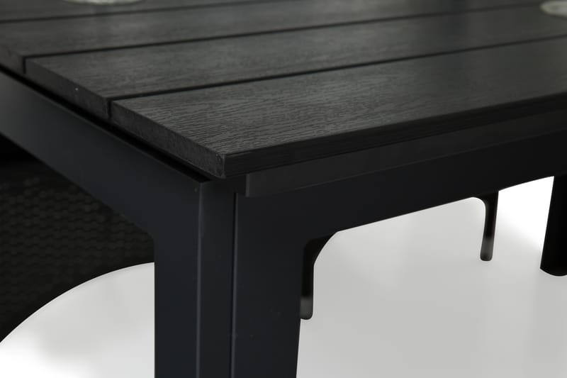 Ruokailuryhmä Portland 152-210x90 + 4 Jenny nojatuolia - Musta - Puutarhakalusteet - Ulkoryhmä - Ruokailuryhmät ulos