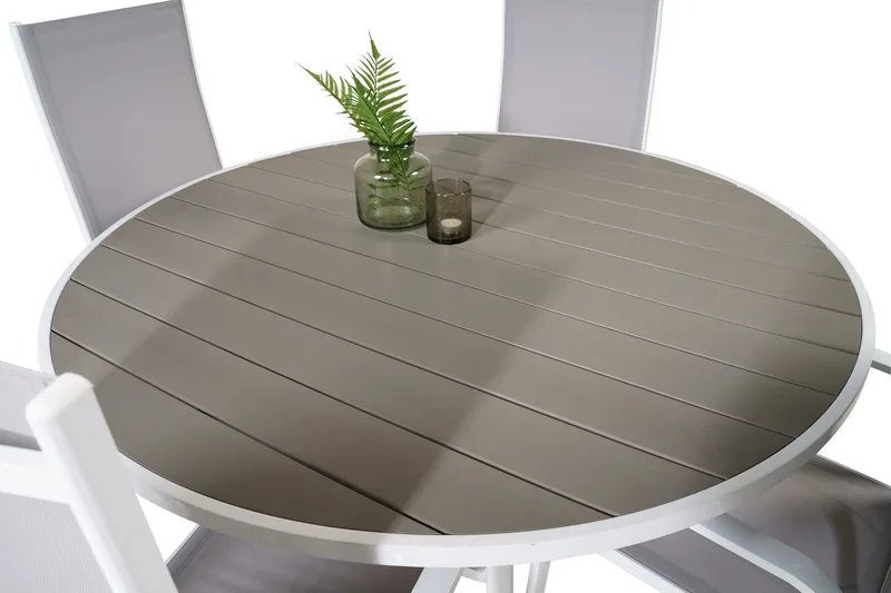 Ruokailuryhmä Parma Pyöreä 140 cm 4 Copacabana tuolia - Musta/Harmaa - Puutarhakalusteet - Ulkoryhmä - Ruokailuryhmät ulos