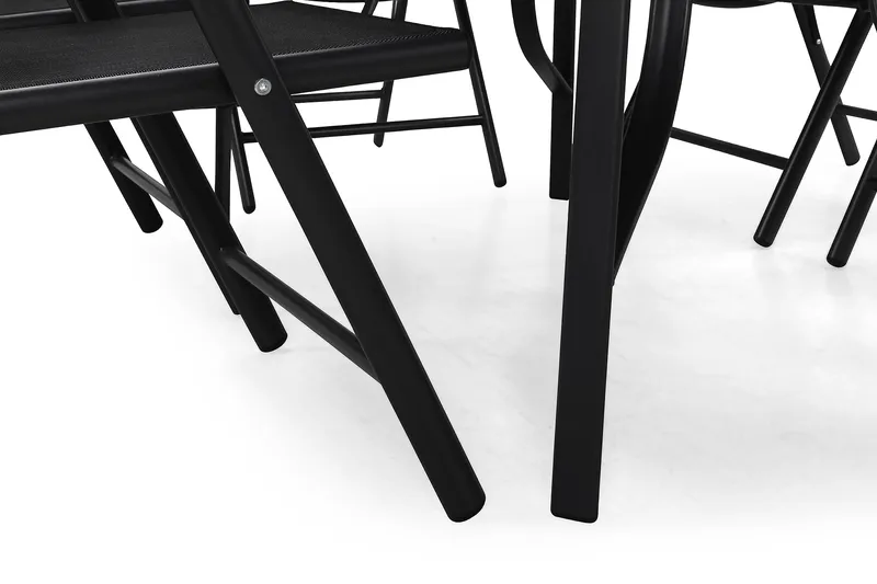 Ruokailuryhmä Primavera 150x90 cm 6 tuolia - Musta - Puutarhakalusteet - Ulkoryhmä - Ruokailuryhmät ulos