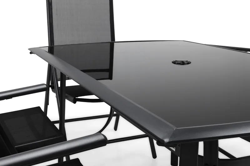 Ruokailuryhmä Primavera 150x90 cm 6 tuolia - Musta - Puutarhakalusteet - Ulkoryhmä - Ruokailuryhmät ulos