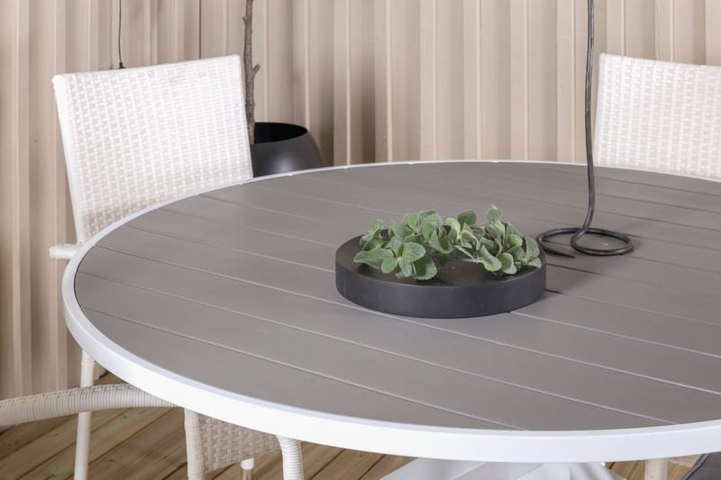 Ruokailuryhmä Parma Pyöreä 140 cm 4 Anna tuolia - Valkoinen - Puutarhakalusteet - Ulkoryhmä - Ruokailuryhmät ulos