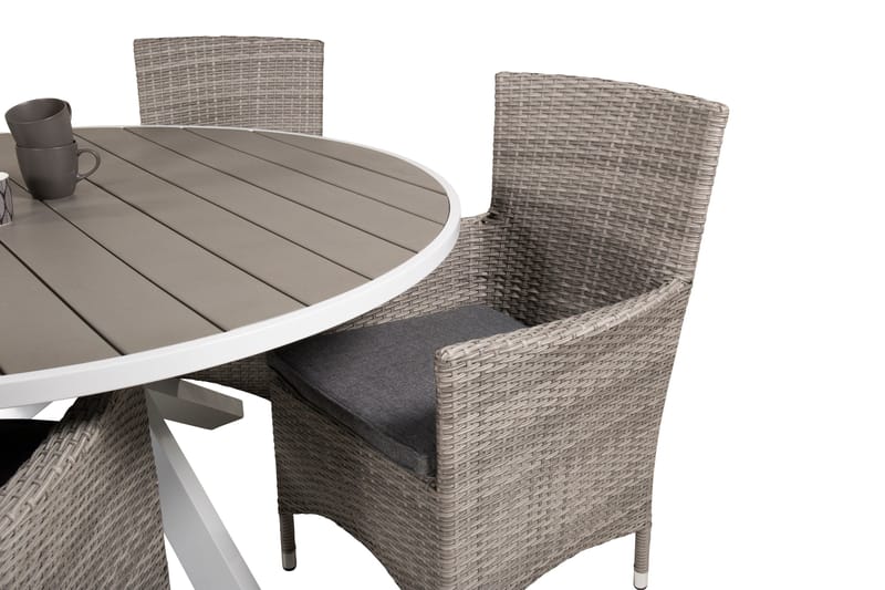 Ruokailuryhmä Parma Pyöreä 140 cm 4 Malin tuolia - Luonnonväri/Musta - Puutarhakalusteet - Ulkoryhmä - Ruokailuryhmät ulos