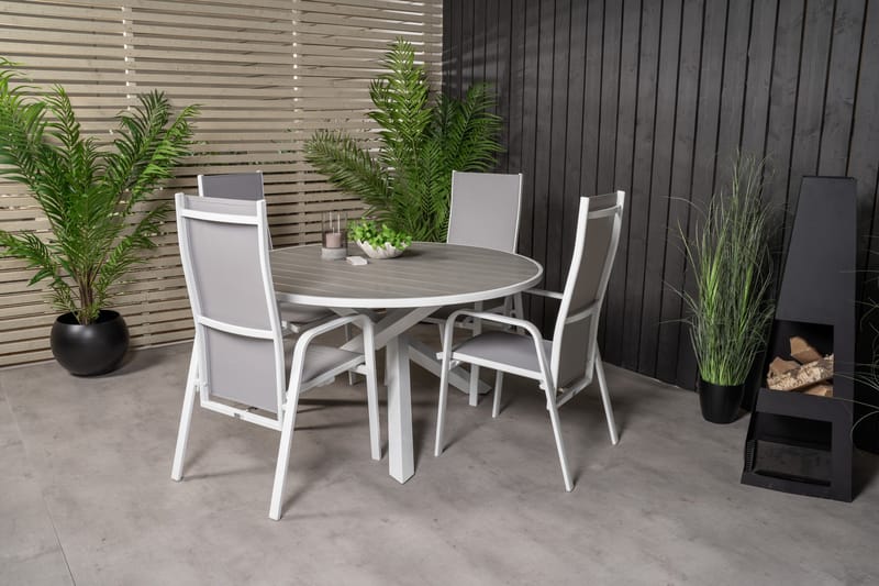 Ruokailuryhmä Parma Pyöreä 140 cm 4 Copacabana tuolia - Musta/Harmaa - Puutarhakalusteet - Ulkoryhmä - Ruokailuryhmät ulos