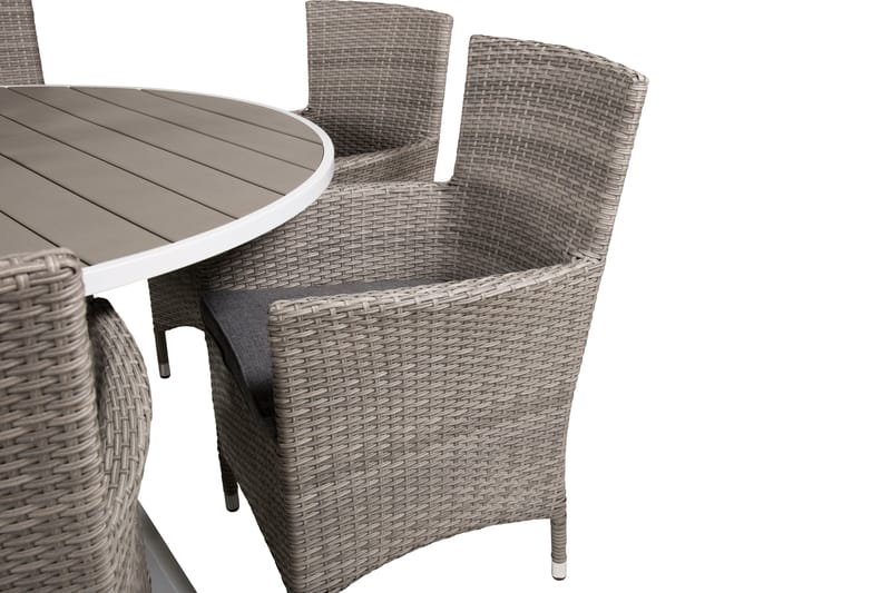 Ruokailuryhmä Parma Pyöreä 140 cm 6 Malin tuolia - Luonnonväri - Puutarhakalusteet - Ulkoryhmä - Ruokailuryhmät ulos