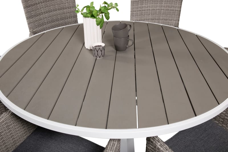 Ruokailuryhmä Parma Pyöreä 140 cm 6 Malin tuolia - Luonnonväri - Puutarhakalusteet - Ulkoryhmä - Ruokailuryhmät ulos