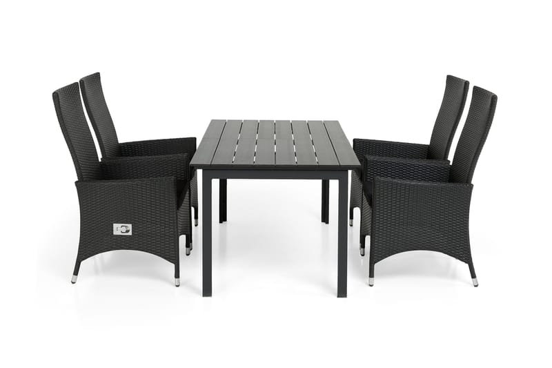 Ruokailuryhmä Portland 152-210x90 + 4 Jenny nojatuolia - Musta - Puutarhakalusteet - Ulkoryhmä - Ruokailuryhmät ulos