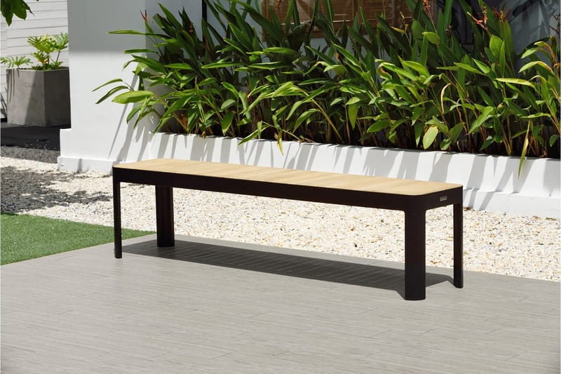 Ruokailuryhmä Portails 209 cm + Penkki - Musta/Puu - Puutarhakalusteet - Ulkoryhmä - Ruokailuryhmät ulos