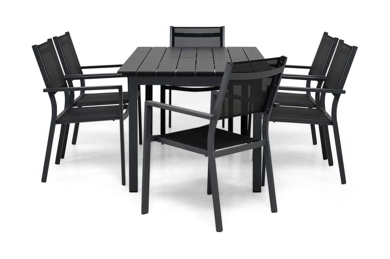 Ruokailuryhmä Portland 152-210x90 + 6 Sierra tuolia, Musta