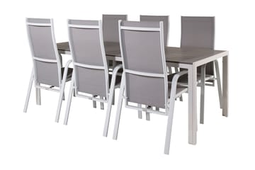 Ruokapöytä ja 6 Dusternbrook nojatuolia - Polywood/Valkoinen - Puutarhakalusteet - Ulkoryhmä - Ruokailuryhmät ulos