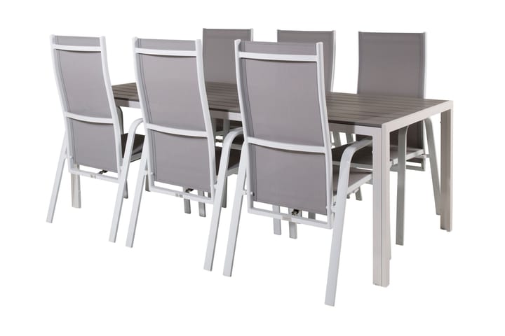 Ruokapöytä ja 6 Dusternbrook nojatuolia - Polywood/Valkoinen - Ruokailuryhmät ulos
