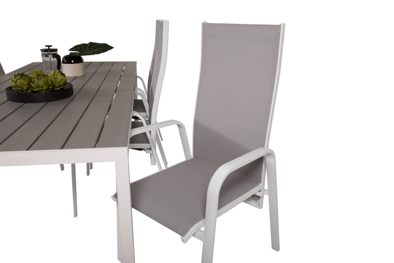 Ruokapöytä ja 6 Dusternbrook nojatuolia - Polywood/Valkoinen - Puutarhakalusteet - Ulkoryhmä - Ruokailuryhmät ulos