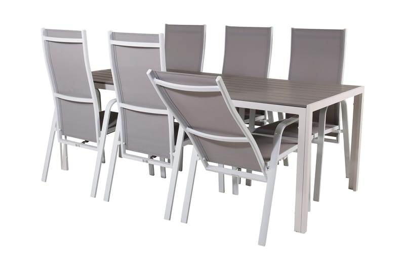 Ruokapöytä ja 6 Dusternbrook nojatuolia - Polywood/Valkoinen - Puutarhakalusteet - Ulkoryhmä - Ruokailuryhmät ulos