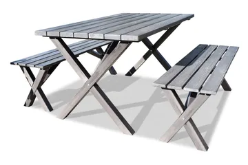 Scottsdale Ruokailuryhmä 150 cm + 4 Kungshamn tuolia Shabby - KWA - Puutarhakalusteet - Ulkoryhmä - Ruokailuryhmät ulos
