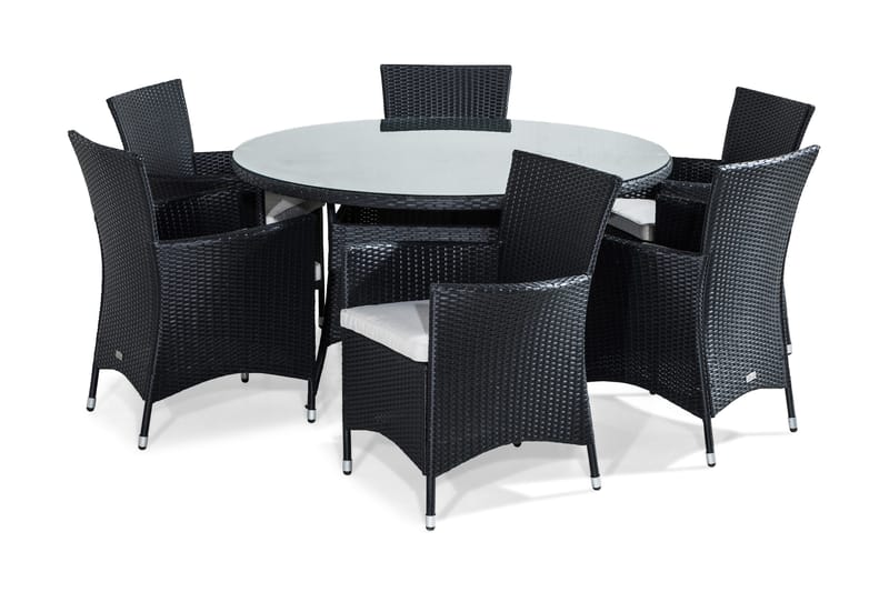 Thor Ruokailuryhmä 140 cm Pyöreä 6 tuolia, Musta