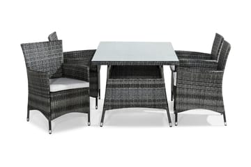 Thor Ruokailuryhmä 140x90 cm Thor tuolit - Harmaa | Valkoinen - Puutarhakalusteet - Ulkoryhmä - Ruokailuryhmät ulos