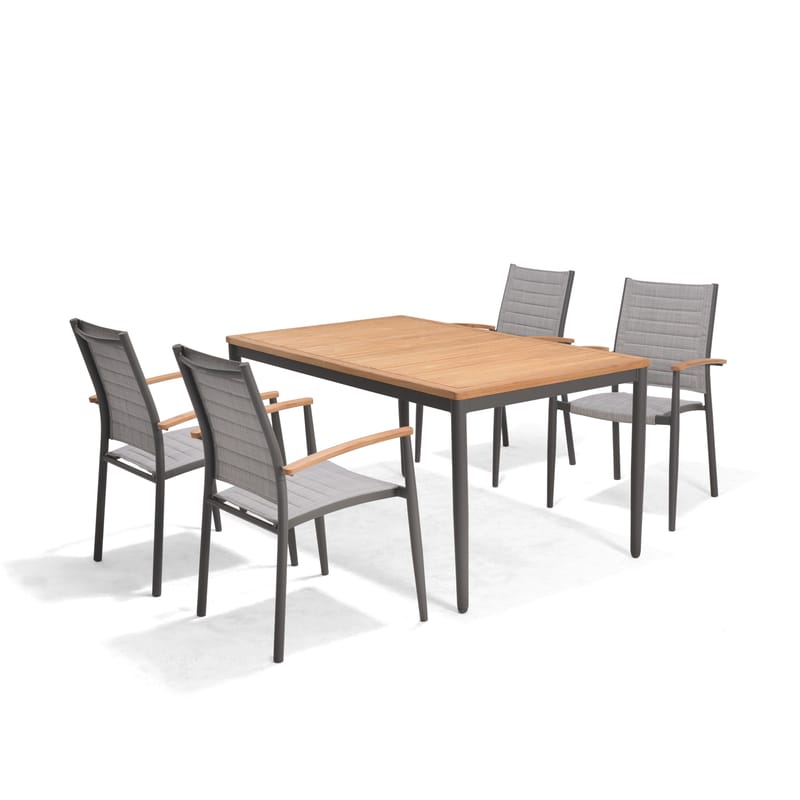 TOPAZ Ulkoruokailuryhmä 144 cm 4 käsinojatuolia, Magnesiumharmaa