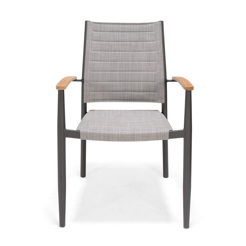 TOPAZ Ulkoruokailuryhmä 144 cm 6 käsinojatuolia - Harmaa - Puutarhakalusteet - Ulkoryhmä - Ruokailuryhmät ulos